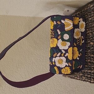 Floral Beaded Shoulder Bag